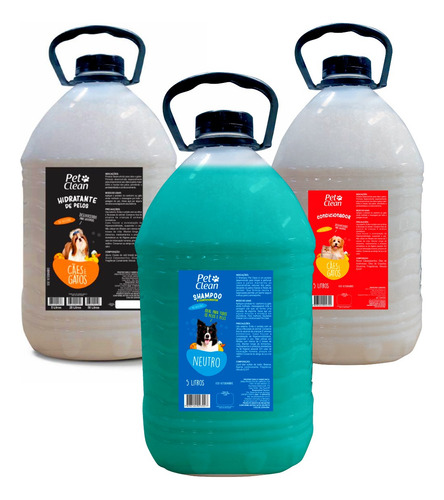 Kit 3 Shampoo Pet Clean 5l Escurecedor Clareador Hidratação