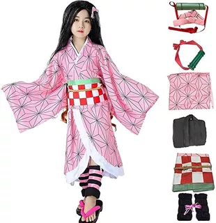 Demon Slayer Cosplay Kimono Traje Para Niños-nezuko/tanjirou