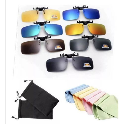 Lentes O Gafas Sol Clips Sobrelente Polarizado Protección Uv