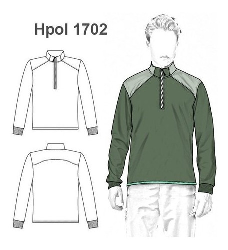 ( Moldes De Ropa)  Buzo Cuello Alto Hombre 1702