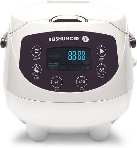 Reishunger Digital Mini Rice Cooker & Steamer, Blanco Con Fu