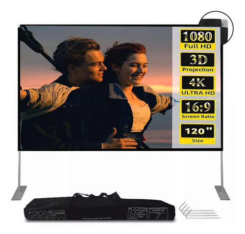 Pantalla De Proyector Portátil Plegable De 120'' Con Soporte