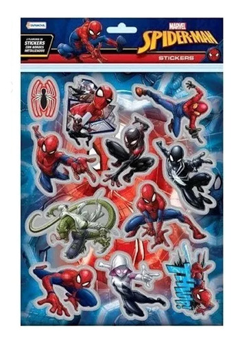 Set Stickers 2 Planchas Metalizados Spiderman Tapimovil
