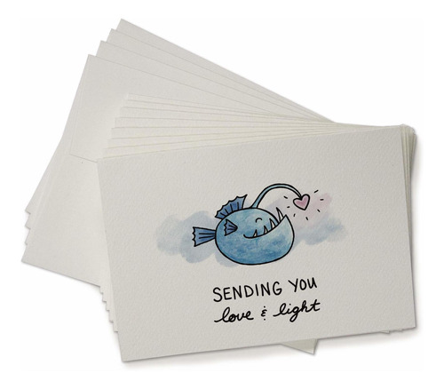 Cute Anglerfish Thin Of You  S  24 Tarjetas De Felicita...