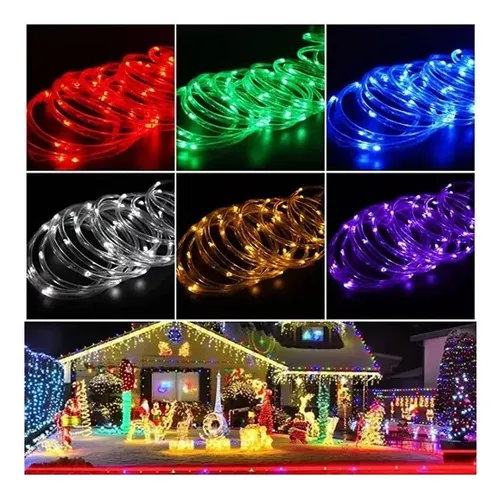 Cinta Led Solar Colores Exterior Luces Impermeable Rgb Color