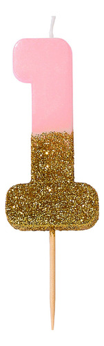 Vela Rosa Número 1 De Cake Topper Talking Tables Con Brillo