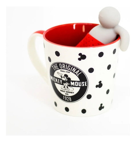 Caneca Com Infusor Para Cha Disney Mickey Poa Zona Criativa Cor Branco Mickey Mouse