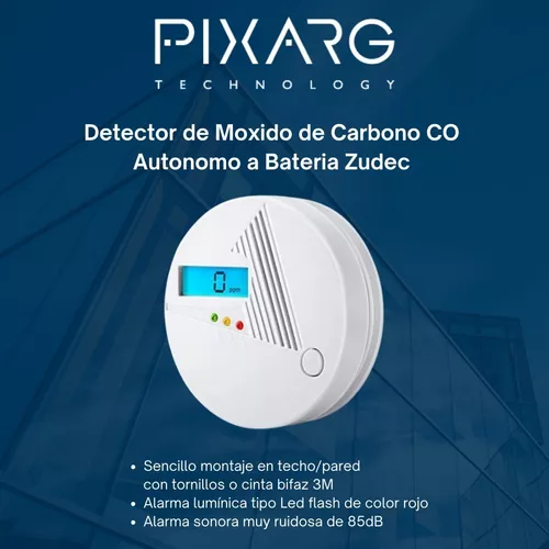 Detector monoxido de carbono con alarma 85db