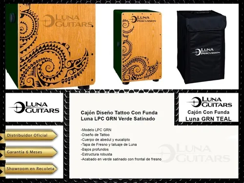 Cajón Flamenco Peruano Luna Diseño Tattoo Con Funda Cuo