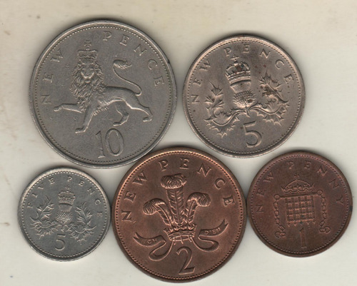 Gran Bretaña Lote De 5 Monedas Diferentes 