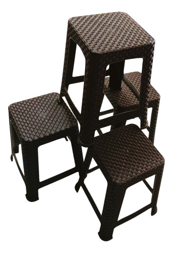 4-bancos Rattan Chocolate, De Lujo Reforzados, Hr Plastico Chocolate Chocolate