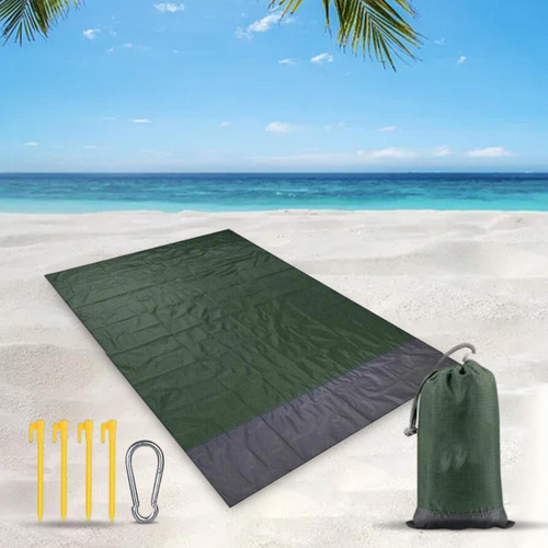 Manta De Picnic De Bolsillo Compacto Plegable Verde Oscuro