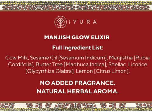 Iyura Manjish Glow Elixir: Humectante De Cara Tradicional El