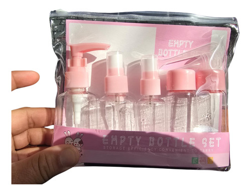 Neceser Kit 5 Frascos Envases Viajes Dosificador Recargable