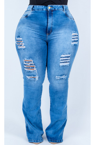 Calça Jeans Plus Size Feminina Darleene Com Elastano