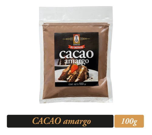 Cacao Amargo El Castillo Zipper 100 Grs