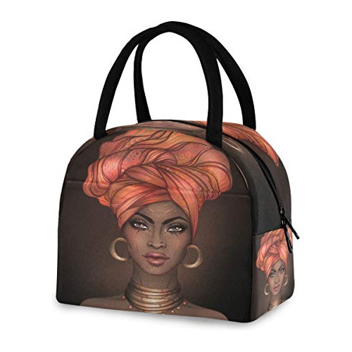 African Pretty Girl Lunch Bag Tote Bag Cooler Bag Dbmcs