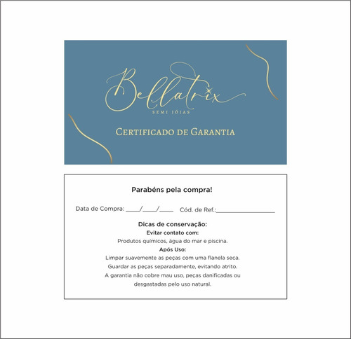 Certificado De Garantia Cartão Semijoias Personalizado