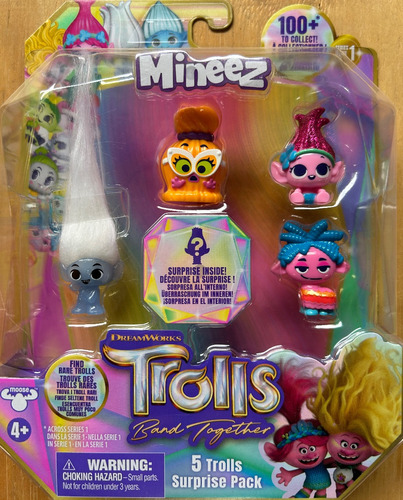 Mini Figuras Trolls Band Together Set 5 Mineez Diamante Cris