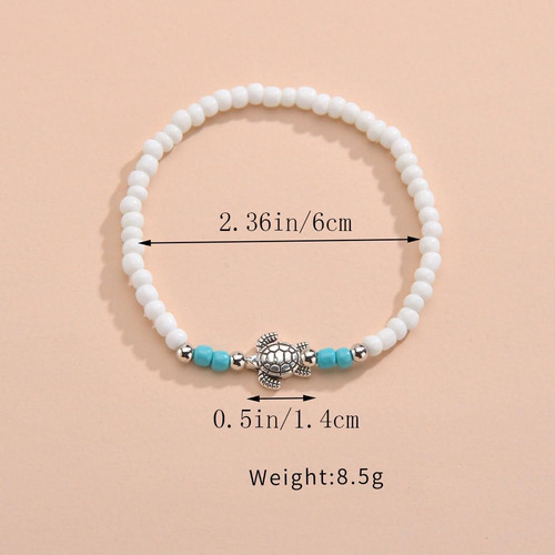Tobillera De Tortuga Cliory, Pulsera De Tobillo Con Cuentas