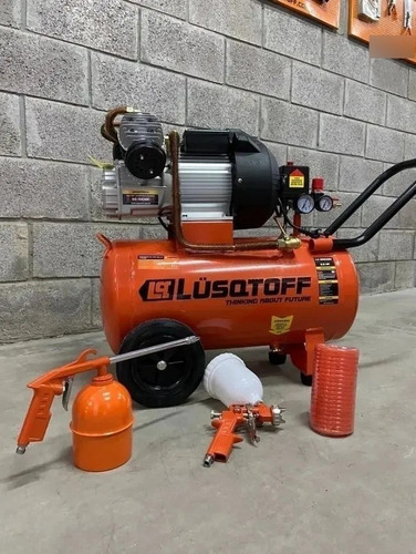 Imagen 2 de 9 de Compresor Aire 2,5 Hp 50 Litros Lts Lusqtoff Lc-2550bk +kit