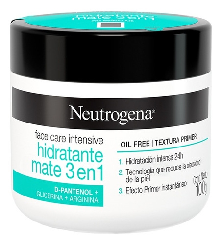 Crema Facial Neutrogena Face Care Intensivo 3 En 1 100 Ml Todo Tipo De Piel
