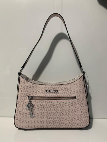 Bolso De Hombro Guess Tana Original Rosa Claro Lisa