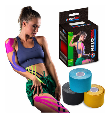 Fita Kinésio Tape Bandagem Elás. Kelogel Premium 5cmx5m 10un Cor Rosa