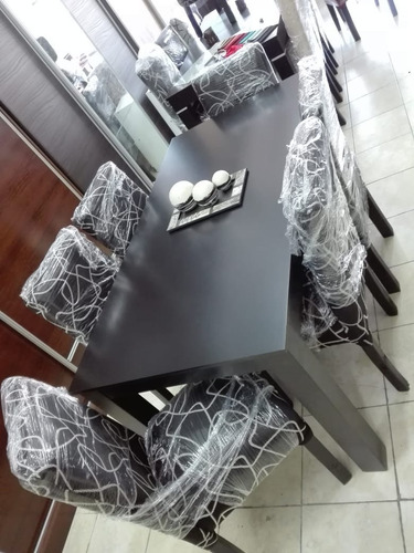 Imagen 5 de 10 de Mesa De 1,60 X 0,80 Negro Con 6 Sillas Vestidas Chenille