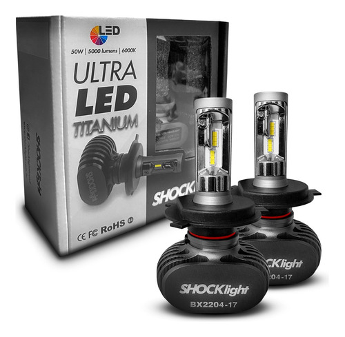 Ultra Led Shocklight Titanium 10.000 Lúmens 6000k Encaixe H4