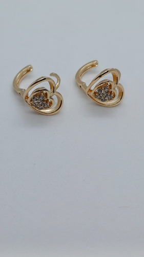 Aretes De Corazón Zirconia Tipo Arracada Oro Laminado 18k