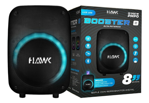 Bocina Bafle 8 Pulgadas Bluetooth Radio Fm Recargable Hawk