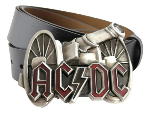 Cinto De Couro C/ Fivela Importada Acdc Rock Carro Moto Punk