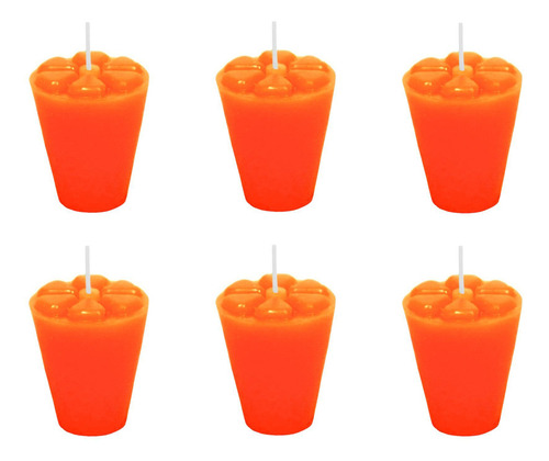 10 Velas Refil Laranja Copinho De Pinga Decoração 12 Horas