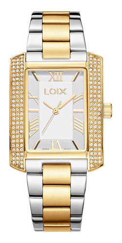 Reloj Loix Mujer La1132-3 Plateado Con Dorado Y Piedras
