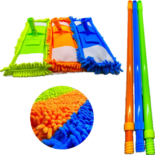 6 Trapeador Mop De Microfibra Rectangular Piso Sacudidor