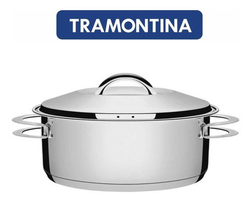 Imagem 2 de 9 de Caçarola Rasa Tramontina Solar Inox Fundo Triplo 24 Cm 4,7 L