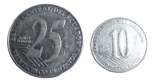  Monedas Republica Ecuador 25 Y 10 Centavos 2 Pzas Envio $60