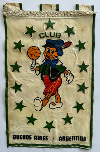 Antiguo Banderin De Club De Basket Pinocho 1985