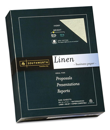 Southworth 564c 25% Linen De Algodón Papel De Negocio Ivory