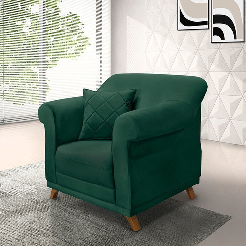 Poltrona Para Sala De Estar Vênus Veludo Verde Floresta