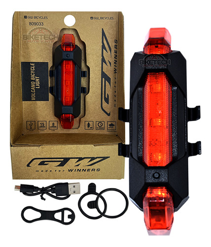 Luz Trasera Led / Stop Recargable Para Bicicleta Gw