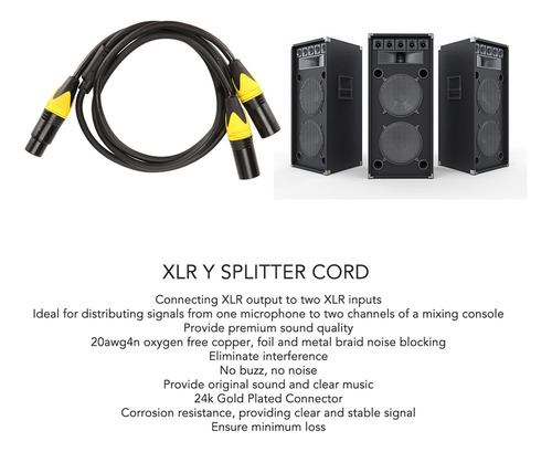Three-core Xlr One Female To Two Male Adapter Cable