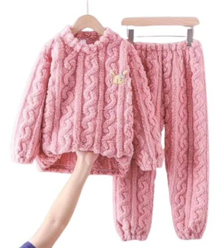 Pijama De Niñas Texturizado , Invierno Plush Varios Colores