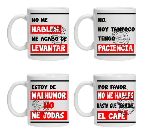 Tazas Malhumor, Recién Me Levanto, No Me Hables 