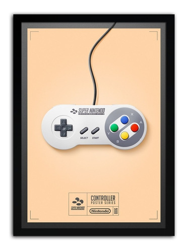 Quadro Decorativo Poster Gamer Controle Super Nintendo