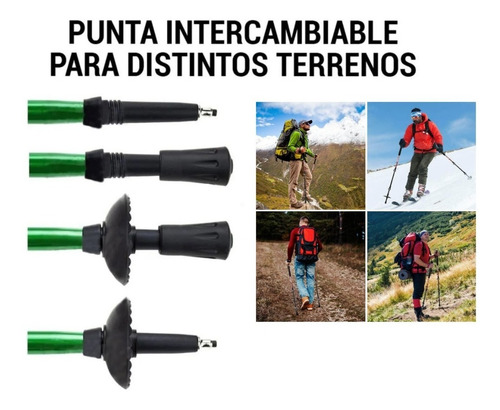 Imagen 3 de 10 de Baston Trekking Baston Montaña Ski Telescopic Alumin Plegabl