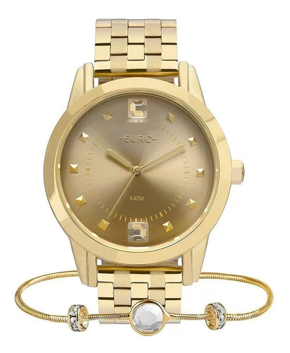 Relógio Feminino Euro Glamour Original+pulseira Eu2035yrtk4d