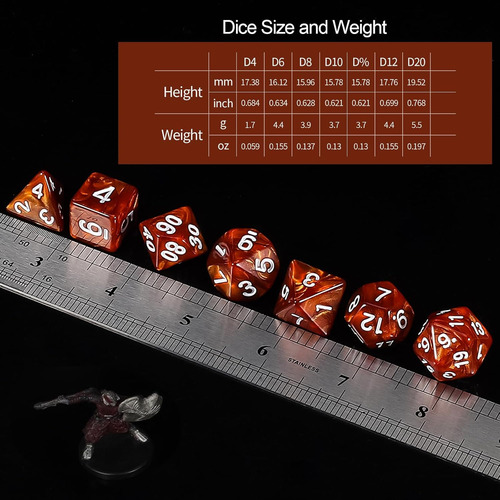 Juego De Dados De Rol: 49 Dados Poliédricos Con 7 Bolsas