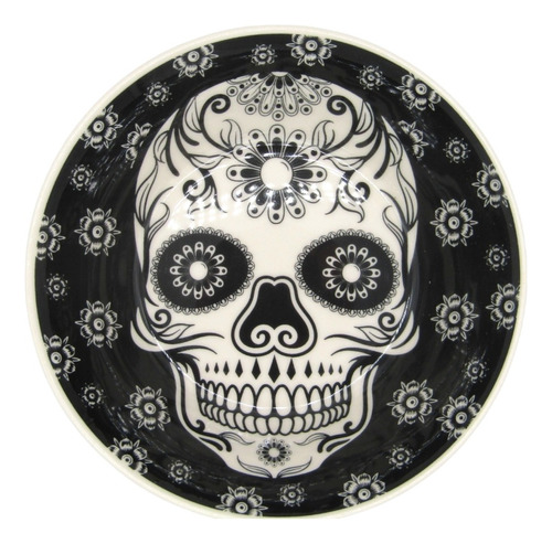 4 Platos Pozolero De 19cm. Calavera Negra 